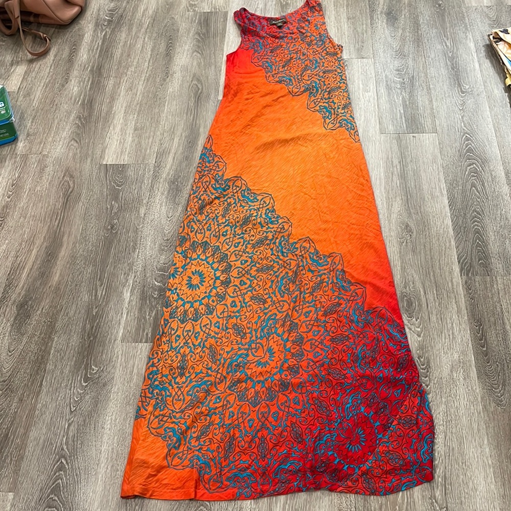 Tommy Bahama orange maxi sleeveless dress sz small